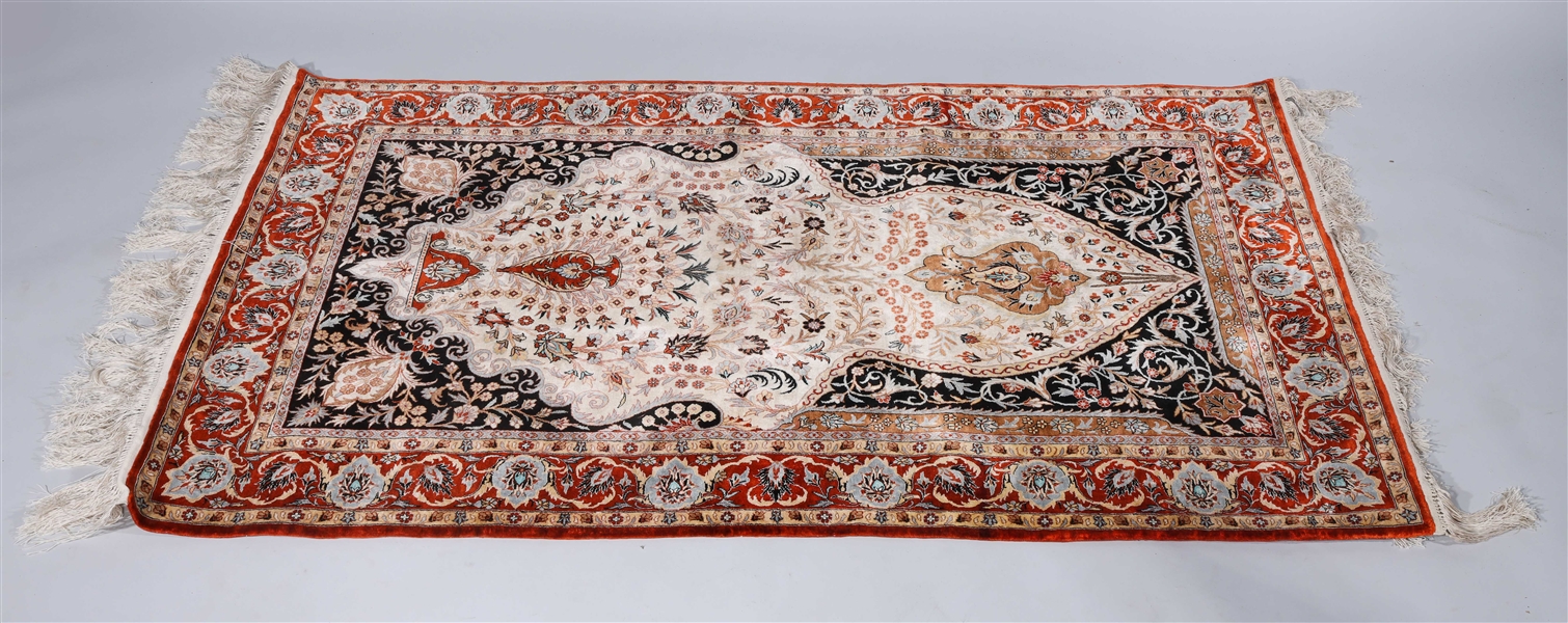 Chinese rectangular silk rug; L