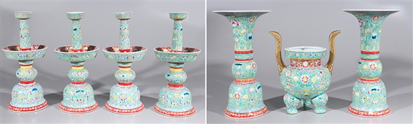 Chinese enameled porcelain seven