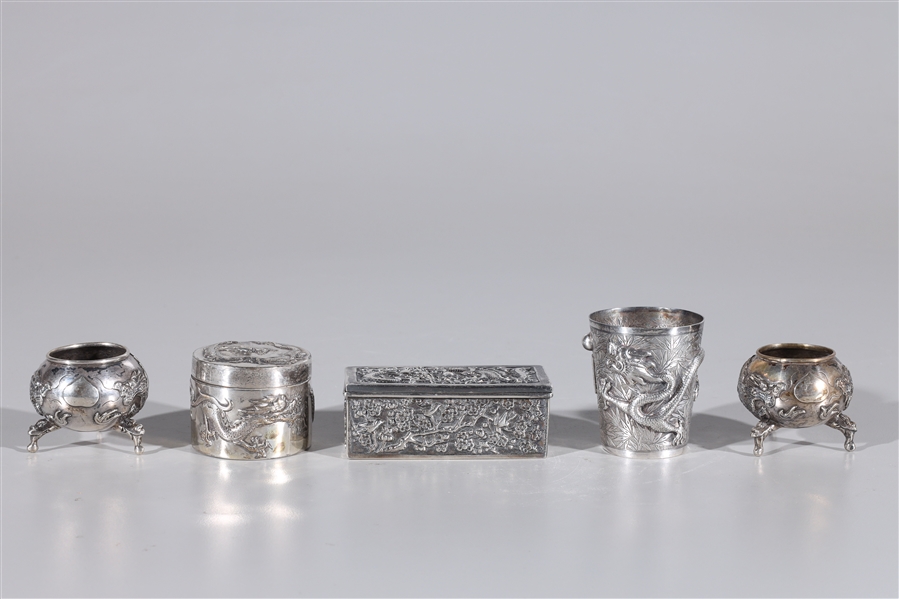 Group of five Chinese export silver