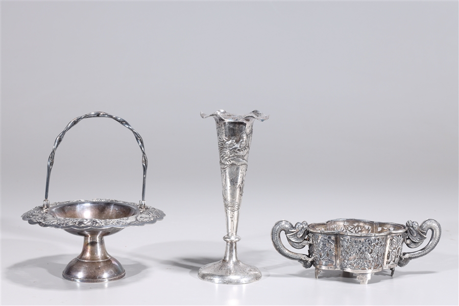 Group of three Chinese export silver