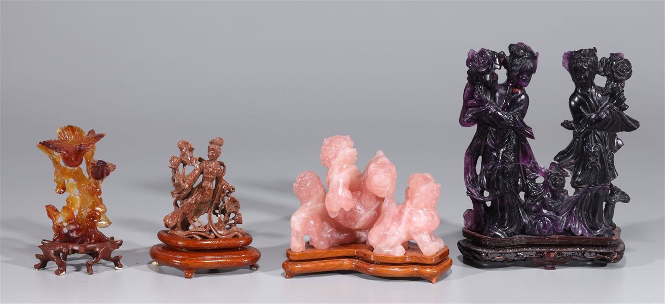 Group of four various Chinese carvings  2ad210