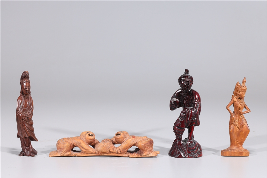 Group of four various Chinese carved