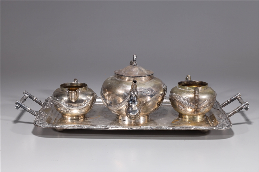 Chinese export silver tea set and 2ad221