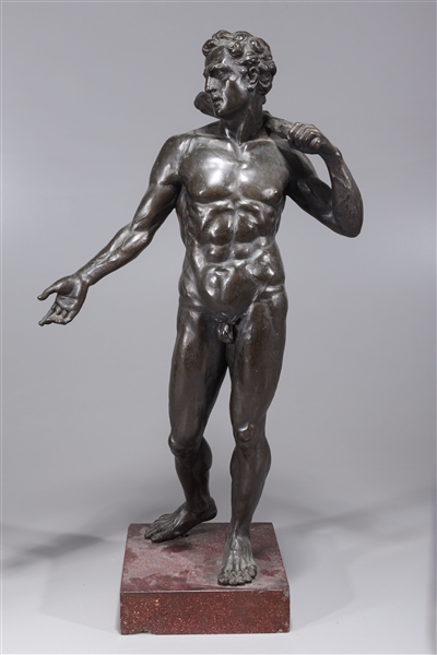 Bronze standing nude figure of a male