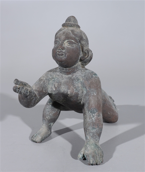 Antique bronze Bala Krishna in classic