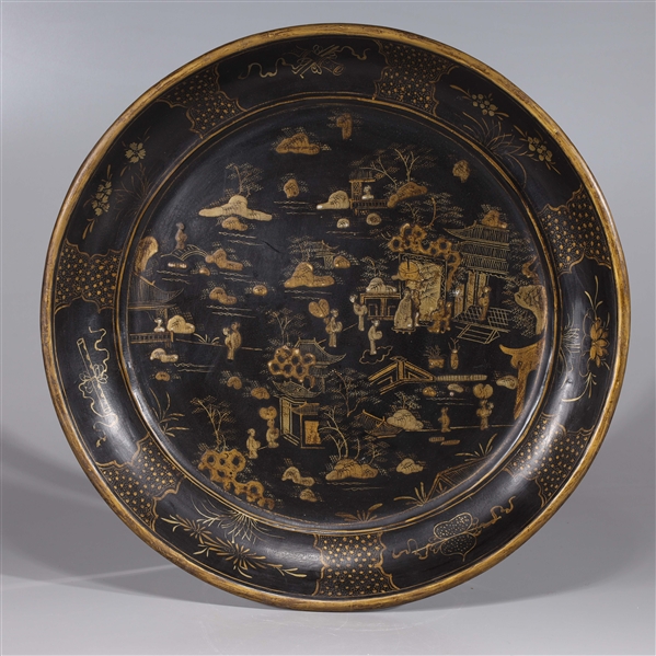 Large Chinese circular-form lacquered