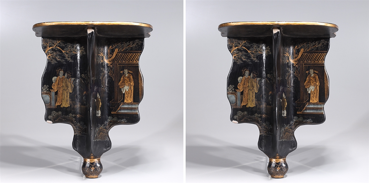 Pair of Chinese lacquered wall 2ad2e3
