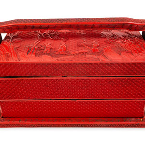 A Chinese Carved Red Lacquer Two Tier 2ad321