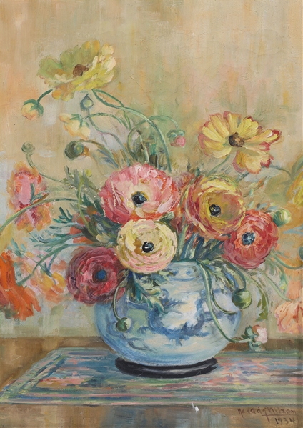 Oil painting of a bouquet by American 2ad389