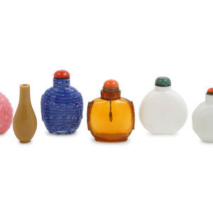 Six Chinese Glass Snuff Bottles LATE 2ad3a6