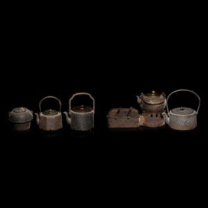 Seven Japanese Cast Iron Teapots  2ad3d9