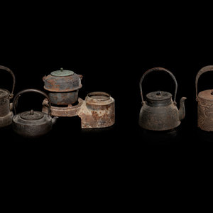 Five Japanese Cast Iron Teapots  2ad3d5