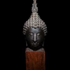 A Large Thai Bronze Head of Buddha
with