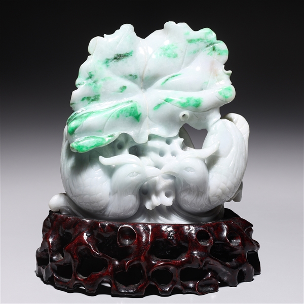 Chinese jadeite bird grouping with two