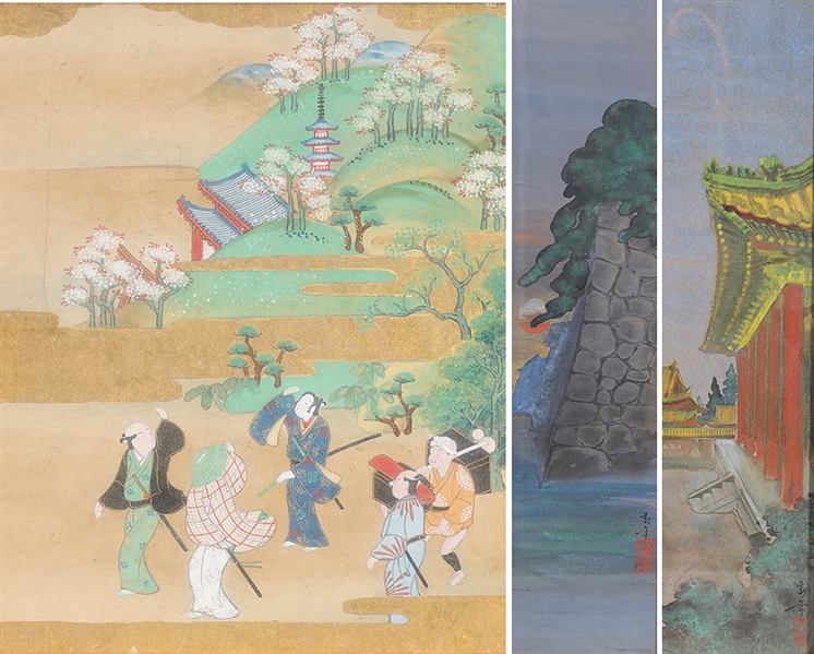 Group of three Japanese paintings,