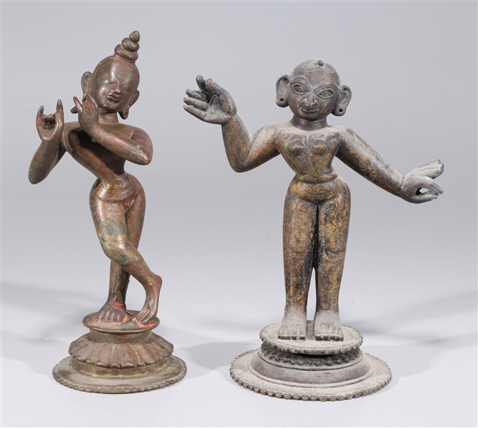 Pair of antique Indian bronze standing