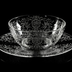 An Etched Glass Serving Bowl and