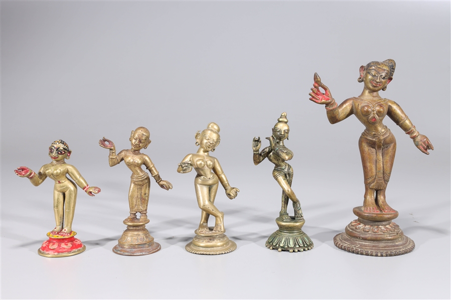 Group of five antique Indian bronze