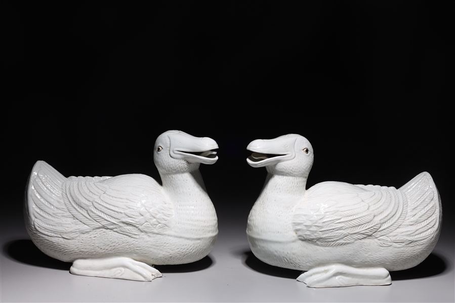 Pair of Chinese white glazed porcelain