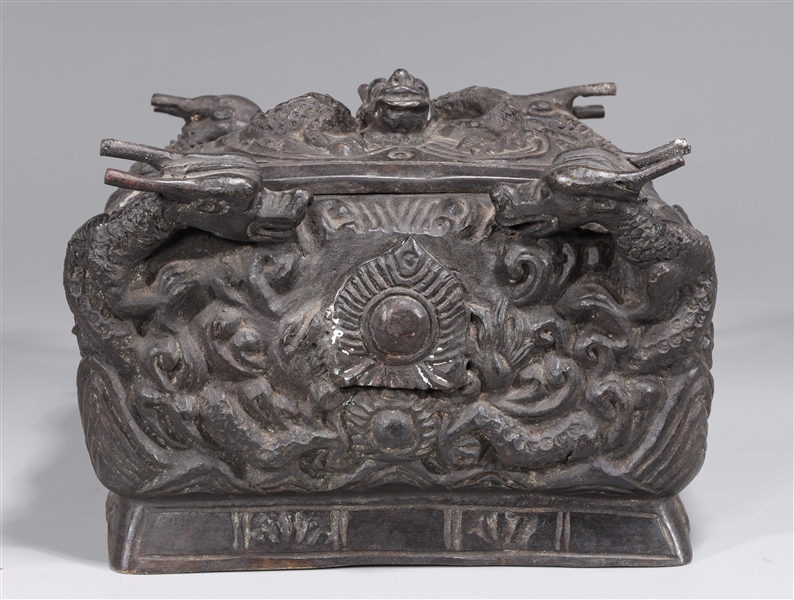 Chinese bronze box with molded