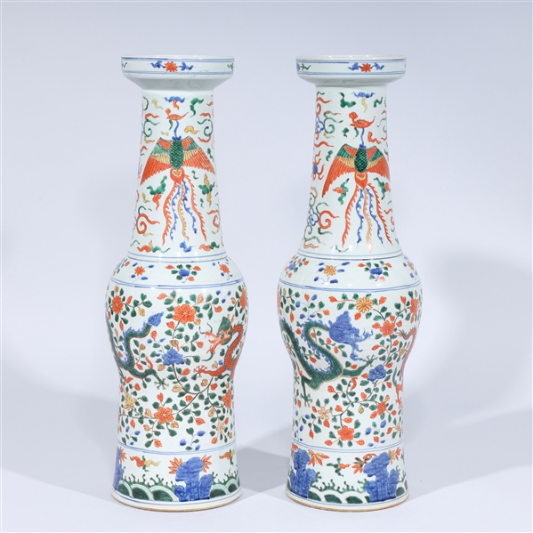 Pair of tall Chinese porcelain