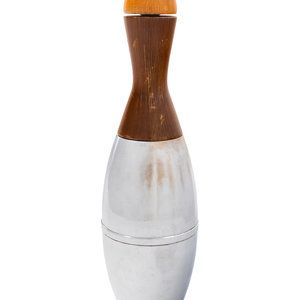 A Wood and Chromed Metal Bowling Pin