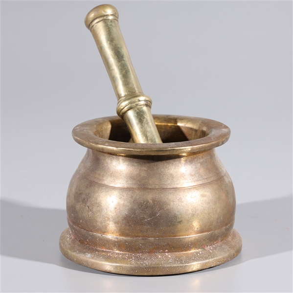 Antique Indian gilt bronze mortar and