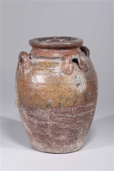 Antique Spanish ceramic jar with