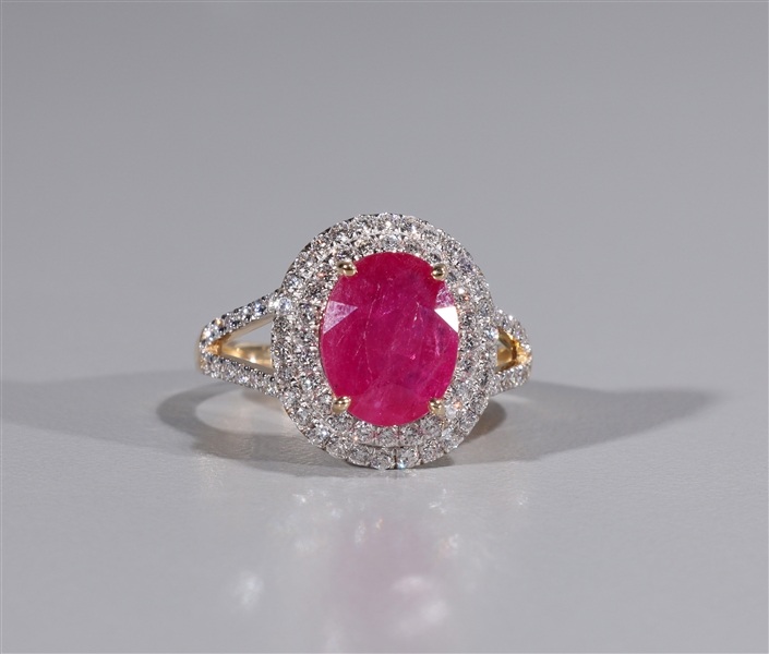 14k gold ring with large ruby and 2ad61a