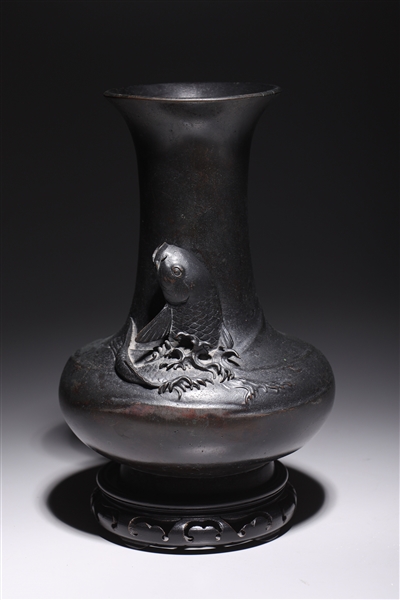 Antique Japanese bronze vase with