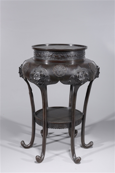 Antique Japanese bronze pedestal;