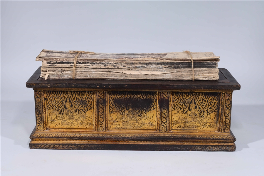 Antique Thai lacquered prayer book