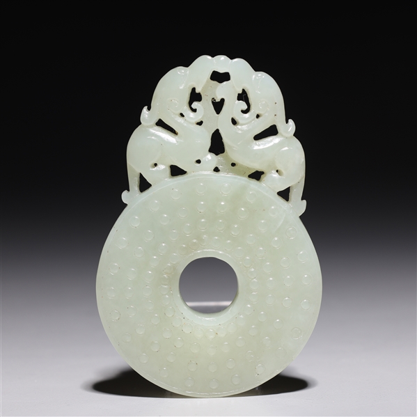 Chinese carved celadon jade bi  2ad669