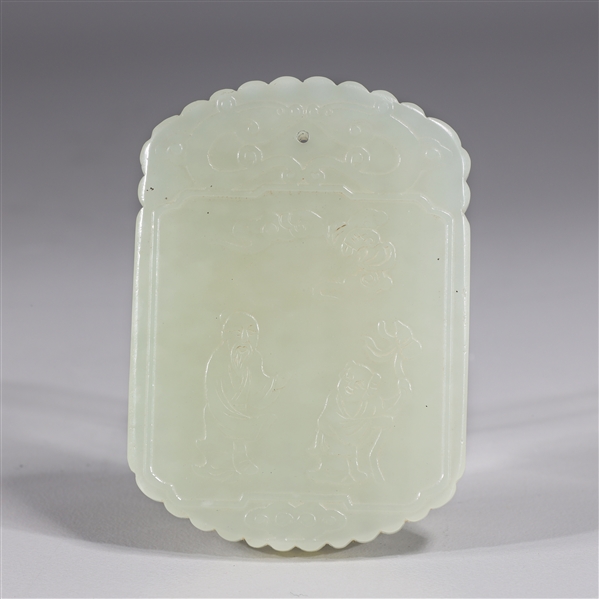 Chinese carved celadon jade plaque