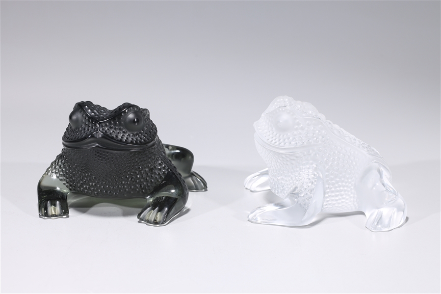 Two Lalique glass frogs each signed  2ad680