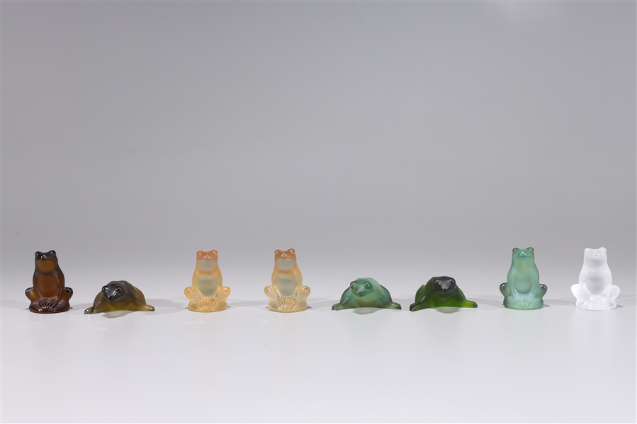Group of eight Lalique glass frogs  2ad67d