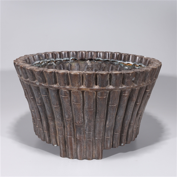 Chinese bronze bamboo form planter  2ad6c2