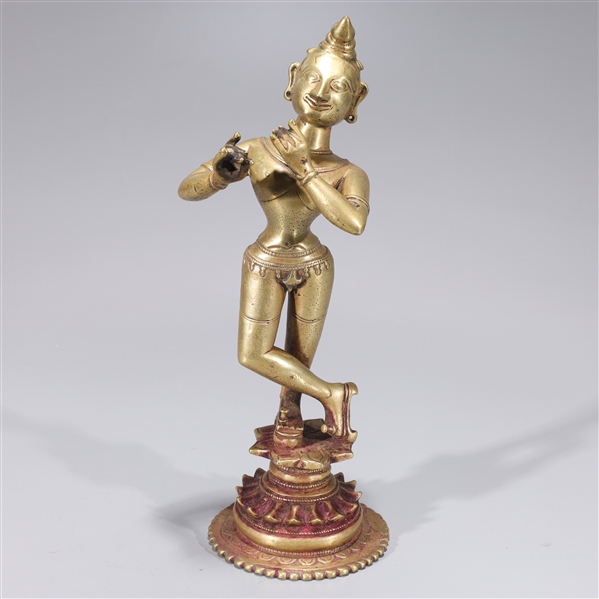 Brass Indian statue of Krishna,