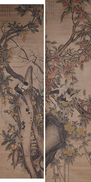 Pair of Chinese paintings mounted