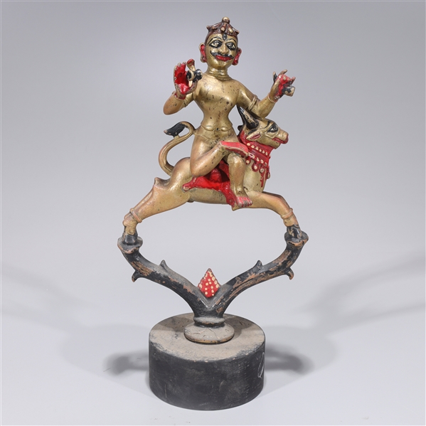 Bronze enameled Indian statue of
