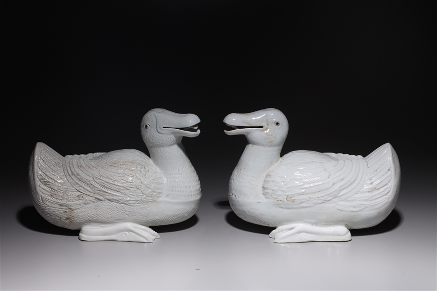 Pair of Chinese white glazed porcelain