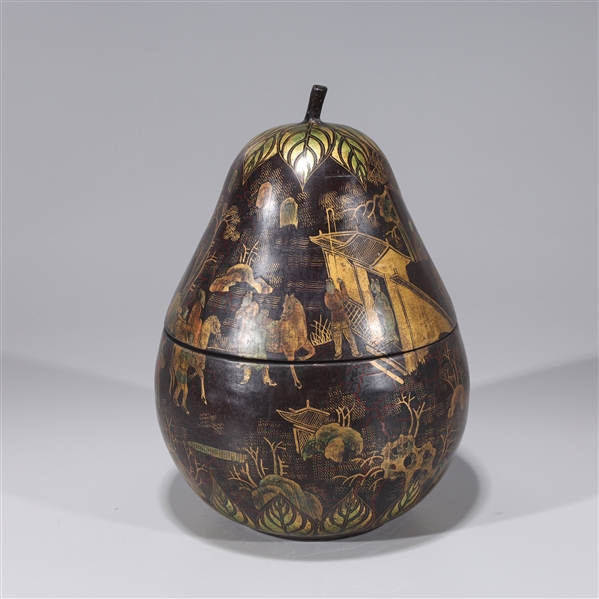 Chinese gilt and lacquer pear shape