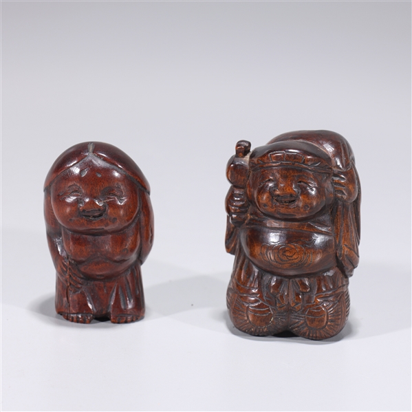 Two Japanese carved wood figural