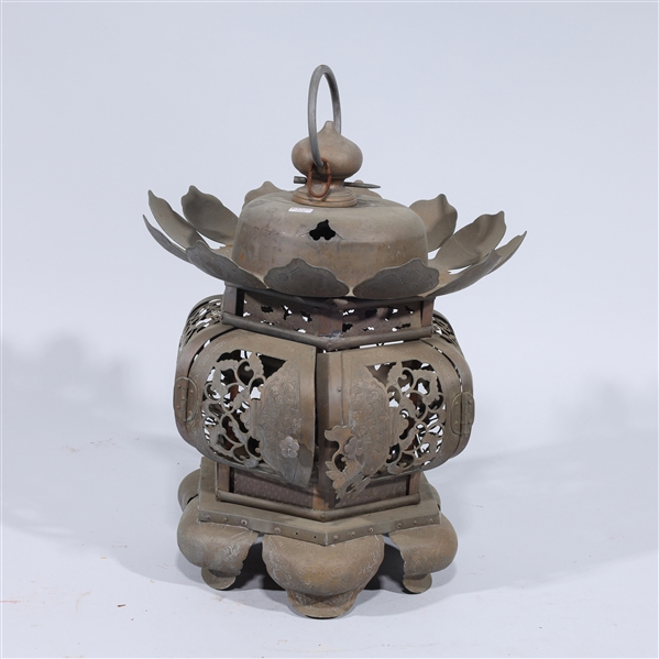 Large antique Japanese metal lantern,