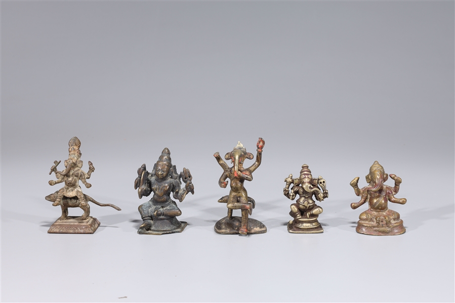 Lot of five antique Indian bronze