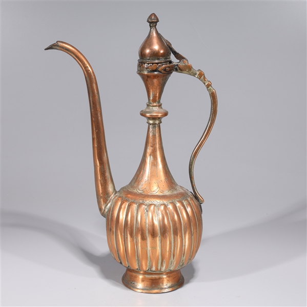 Large antique Indian copper teapot with