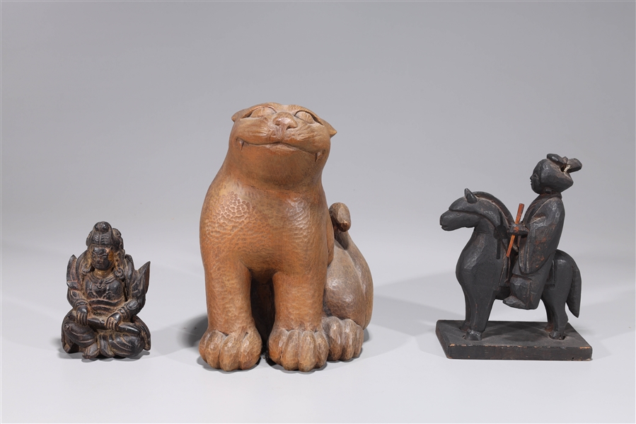 Group of three Japanese wood carvings 2ad74d