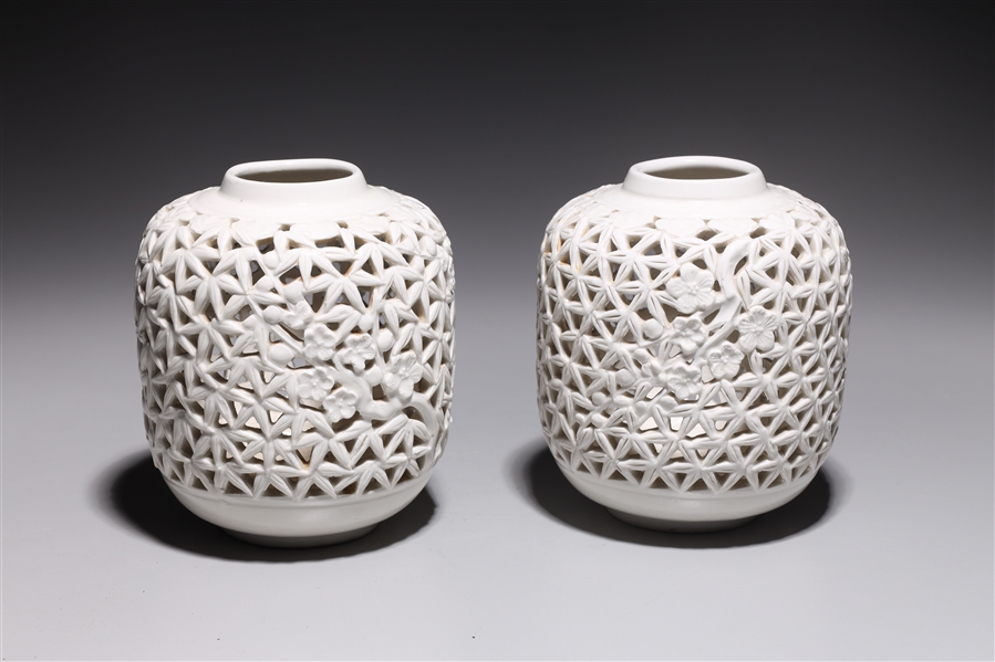 Two Chinese blanc de chine openwork 2ad751