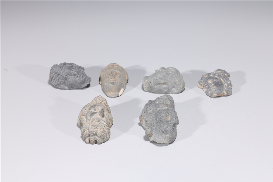 Group of six Gandharan Schift head 2ad75a