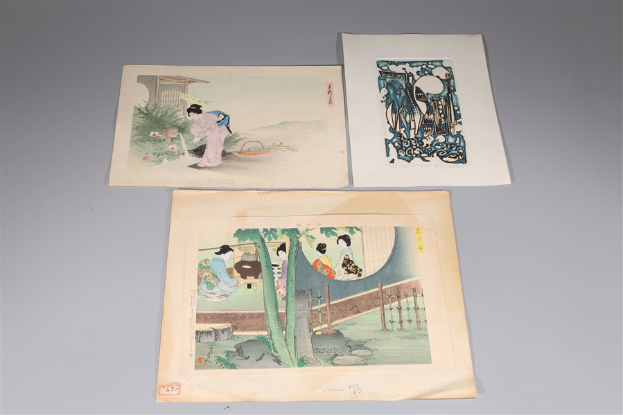 Group of three Japanese prints